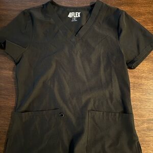 4FLEX Black V-Neck Scrub Top